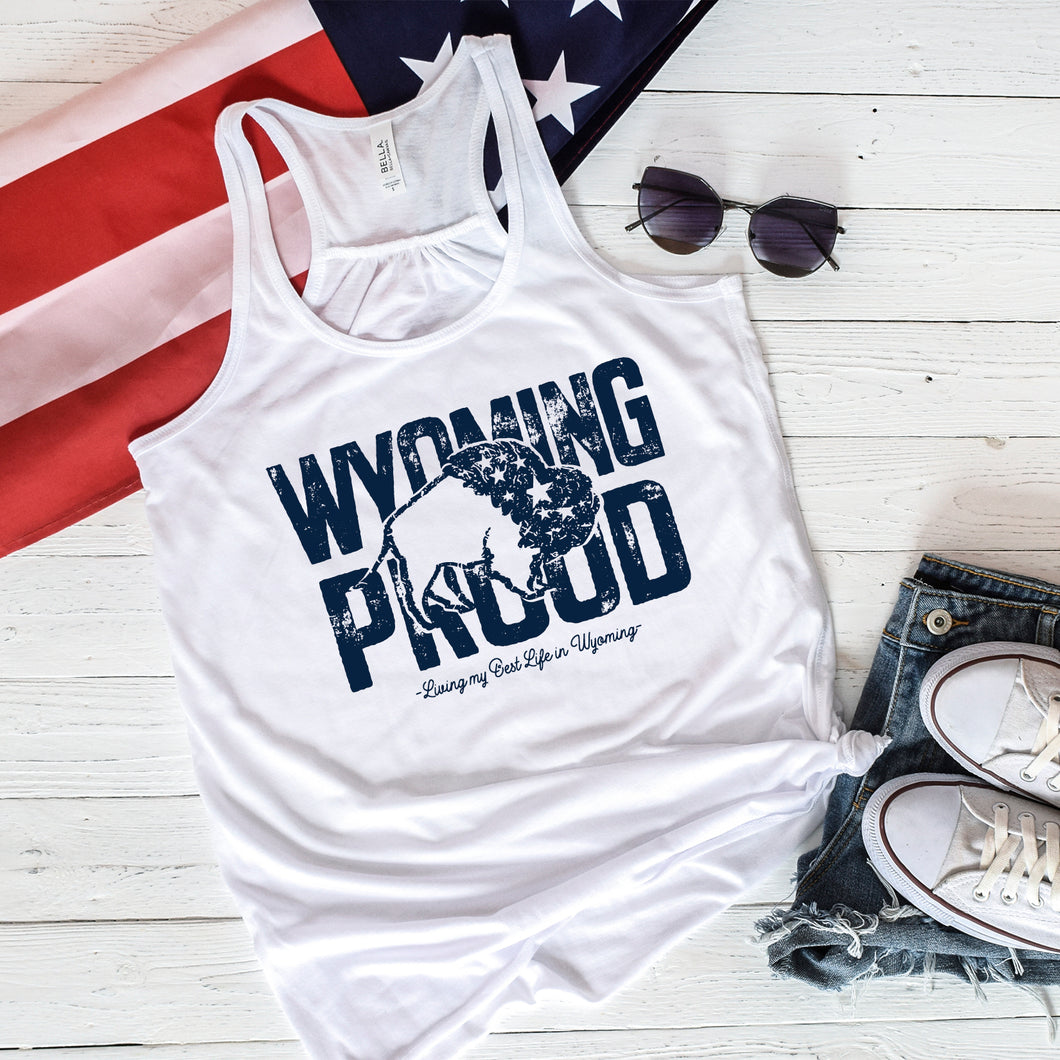 Wyoming Proud Buffalo Women's Flowy Racerback Tank