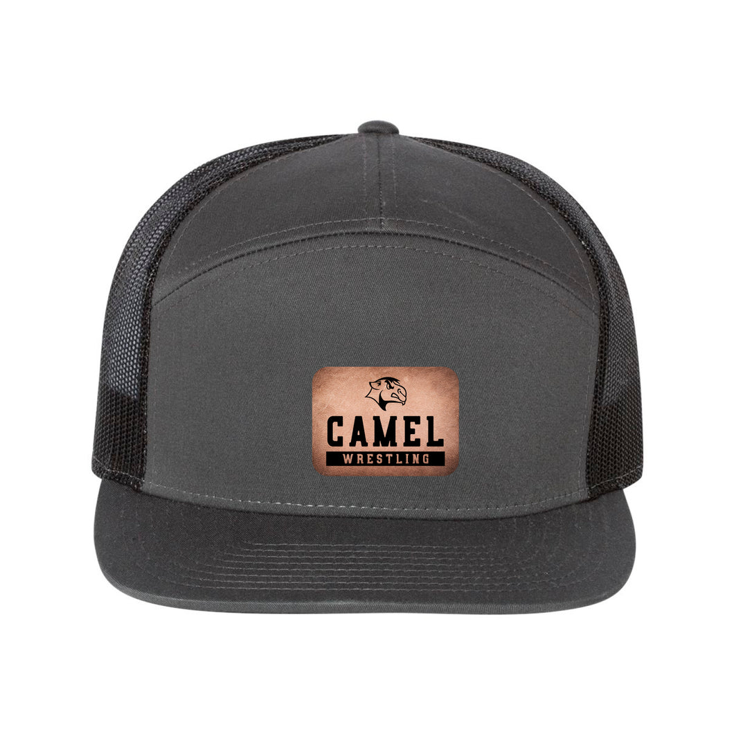 Leather Patch Campbell County High School Camels Wrestling Black Trucker Cap