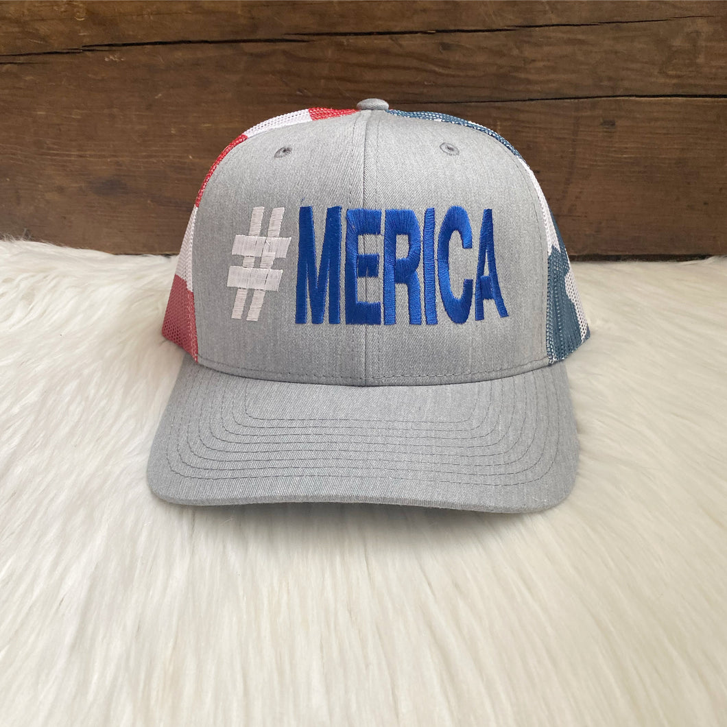 #MERICA Red, White, and Blue Flag Hat