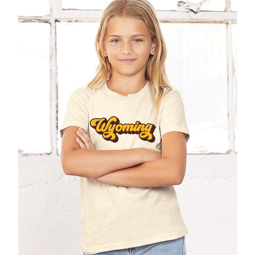 Wyoming Retro Brown and Gold Youth Tee