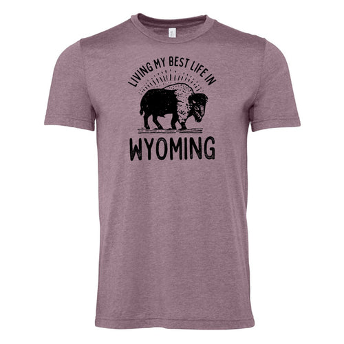 Living My Very Best Life in Wyoming Heather Purple Tee