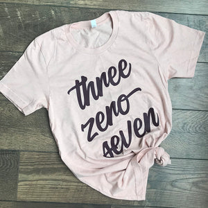 Three Zero Seven (307) Heather Peach Tee