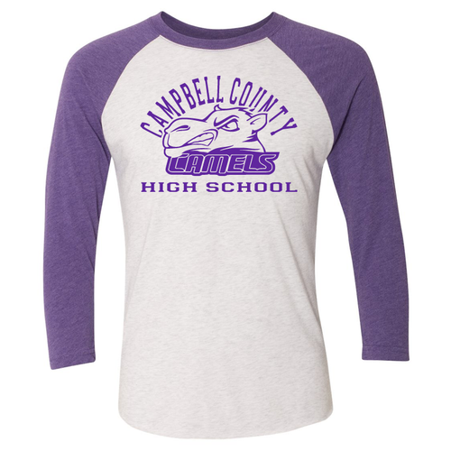 Campbell County High School Camels – Purple Baseball Raglan Tee