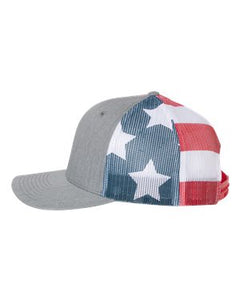 Dad Life Leather Patch Snapback Heather Grey America Flag Hat
