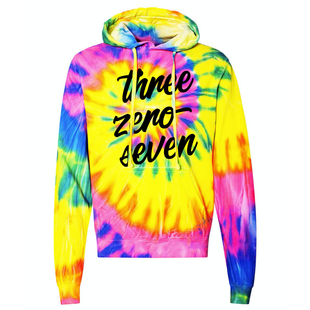 Three Zero Seven Multi-Color Spiral Tie Dye Pullover Hooded Sweatshirt