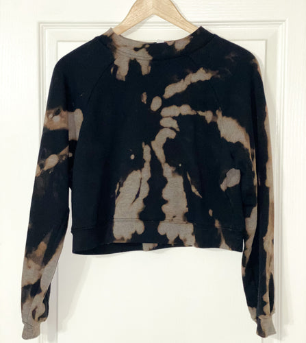 Bleach Dyed Women's cropped Raglan Pullover Fleece