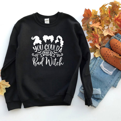 You Coulda Had a Bad Witch Halloween Black Crewneck Sweatshirt