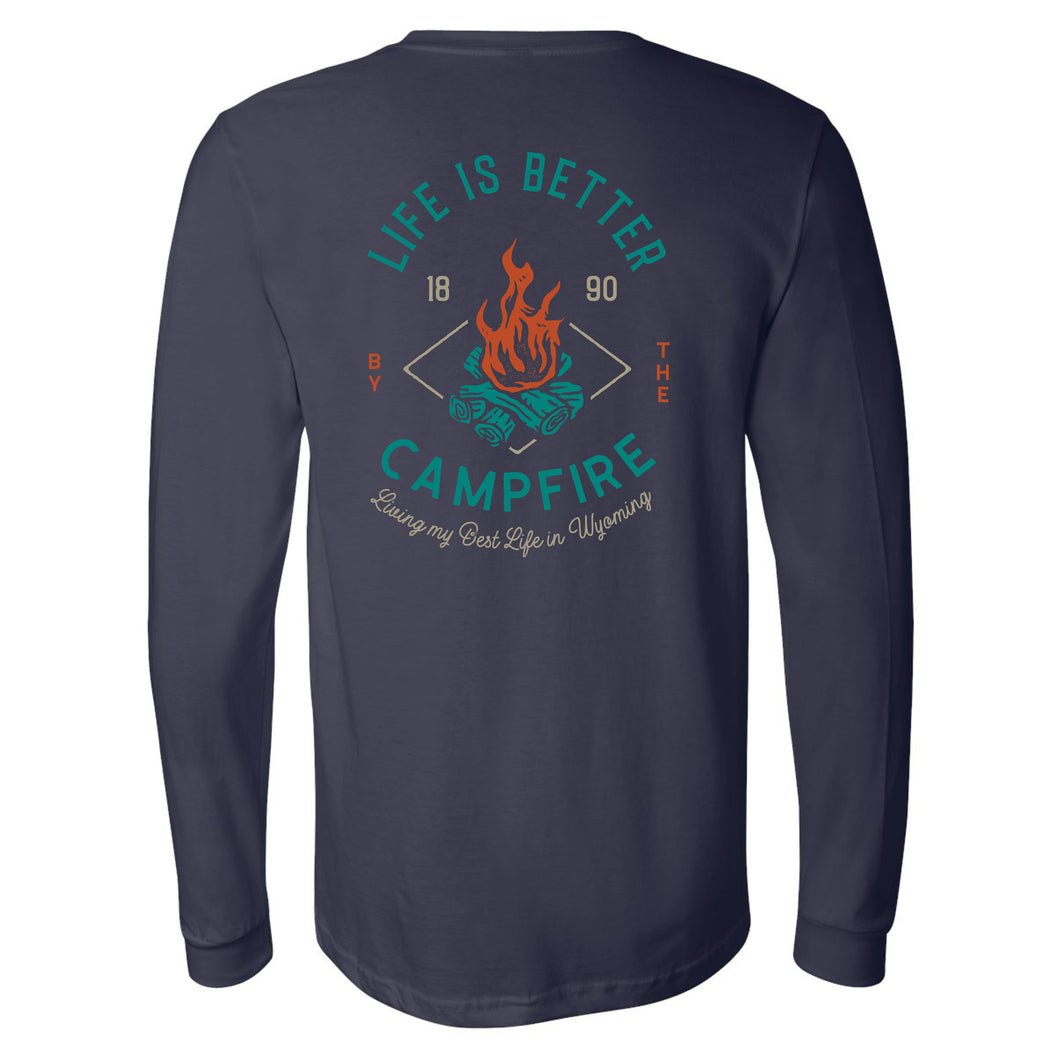 Life is Better by the Campfire Navy Long Sleeve Tee