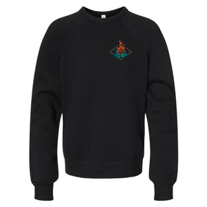 Life is Better by the Campfire YOUTH Bella+Canvas Black Crewneck Sweatshirt