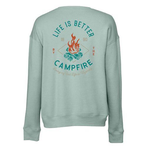 Life is Better by the Campfire Dusty Blue Crewneck Sweatshirt