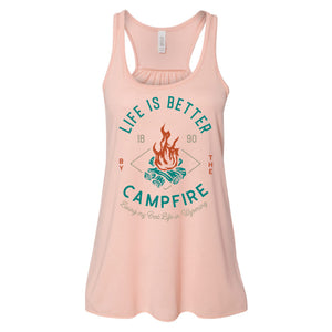 Life is Better by the Campfire Women's Peach Flowy Racerback Tank
