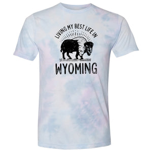 Living My Best Life in Wyoming Purple Dream Tie Dye T-shirt