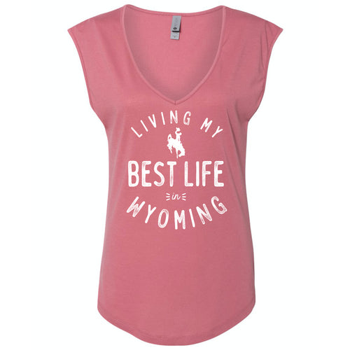 Living My Best Life in Wyoming Steamboat in Paprika Women's Festival Sleeveless V