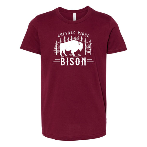 Buffalo Ridge Bison - Adult Maroon T-Shirt