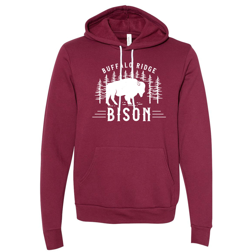 Buffalo Ridge Bison - Bella+Canvas Maroon Hooded Sweatshirt