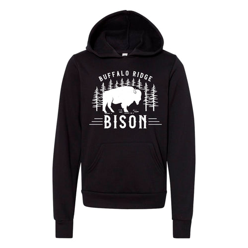 Buffalo Ridge Bison - YOUTH Bella+Canvas Black Hooded Sweatshirt