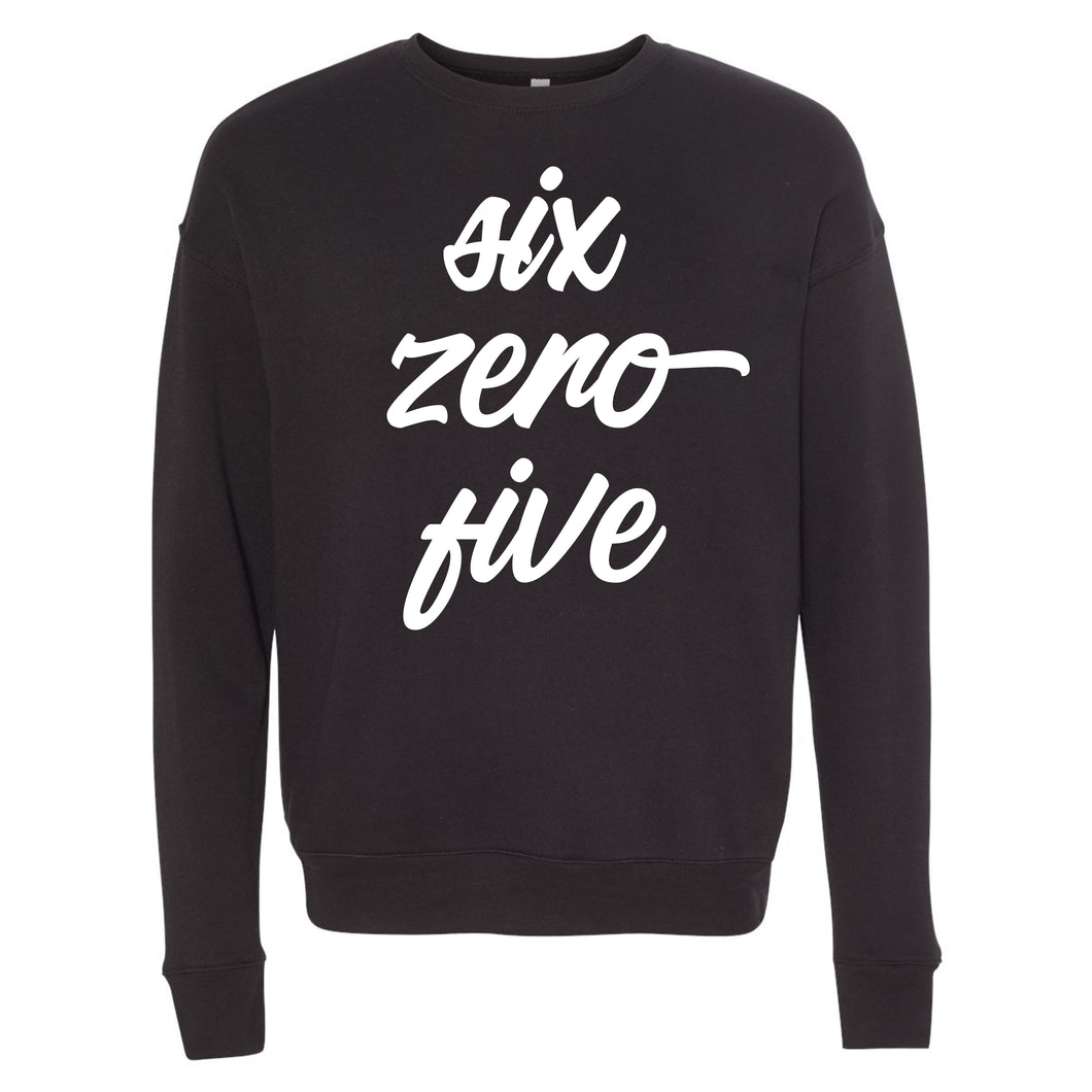 Six Zero Five (605) South Dakota Unisex Black Fleece Raglan Sweatshirt