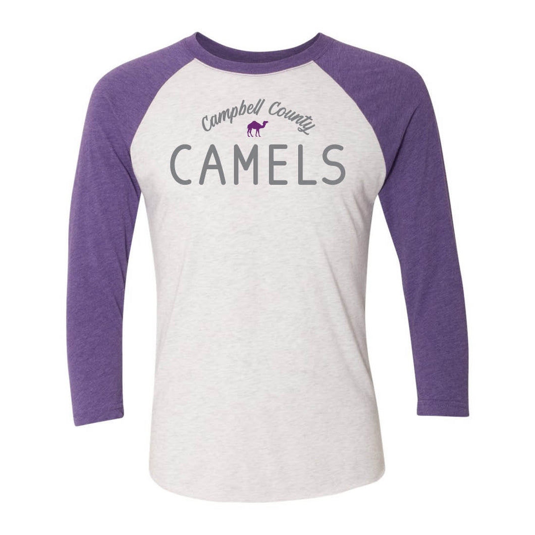 Campbell County High School Camels – Purple Baseball Raglan Tee