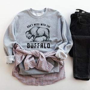 Don't Mess with the Buffalo Athletic Heather Crewneck Sweatshirt