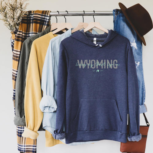 Living My Best Life in Wyoming Script Hooded Navy Sweatshirt