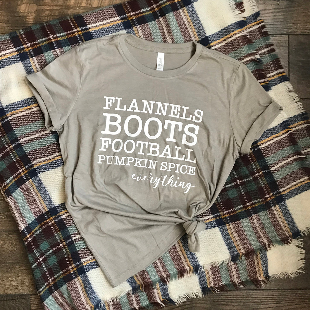 Flannels, Boots, Football, Pumpkin Spice Everything – Fall Tee