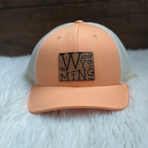 Wyoming Proud Leather Patch Peach Snapback Hat