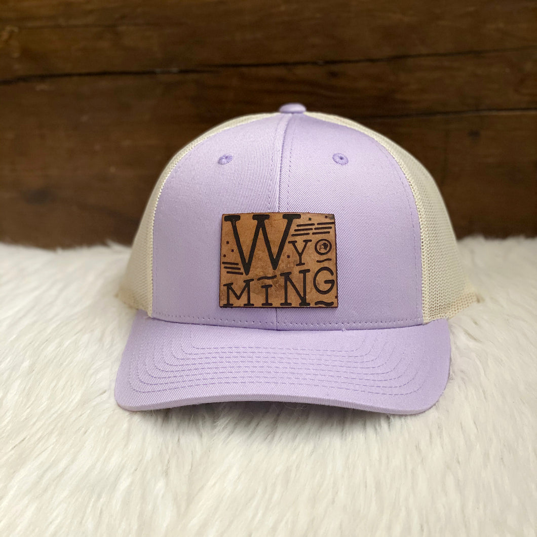 Wyoming Proud Leather Patch Lilac Snapback Hat