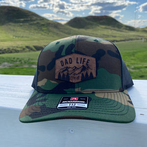 Mountain Dad Life Leather Patch Camo Snapback Hat