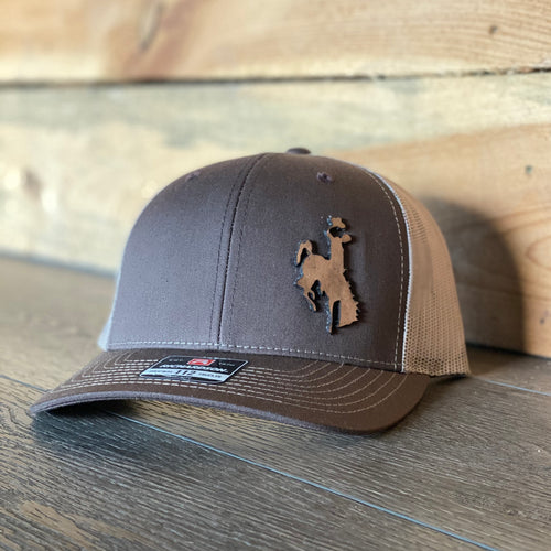 Wyoming Cowboy Leather Patch Snapback Hat