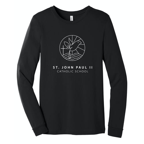 St. John Paul II Catholic School BELLA + CANVAS Adult Unisex Jersey Long Sleeve Black Tee
