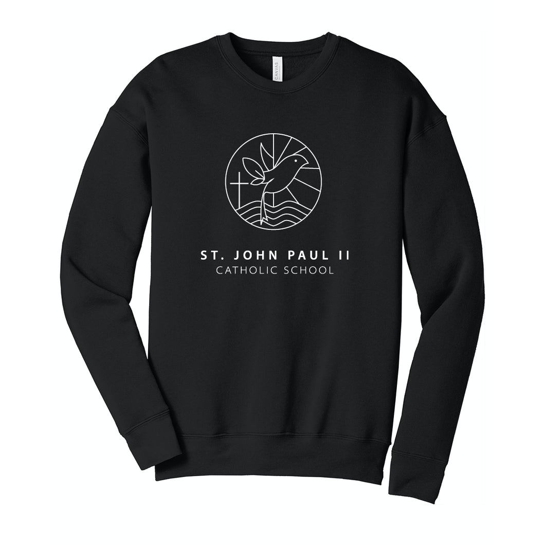 St. John Paul II Catholic School BELLA + CANVAS - Unisex Sponge Fleece Drop Shoulder Crewneck Black Sweatshirt