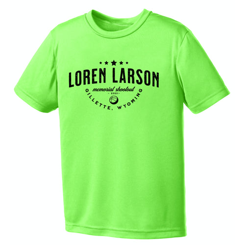 Loren Larson Memorial Shootout Neon Green Performance Tee
