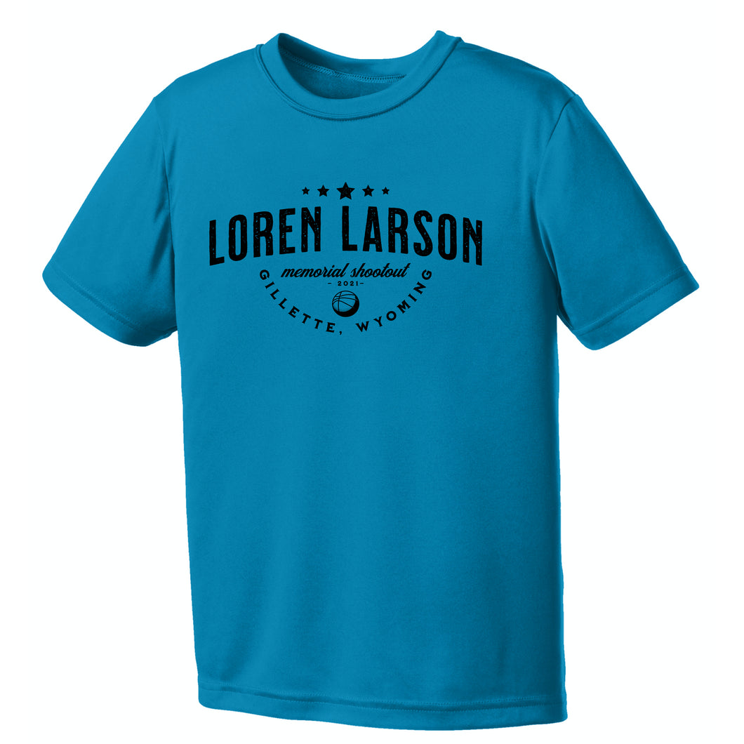 Loren Larson Memorial Shootout Neon Blue Performance Tee