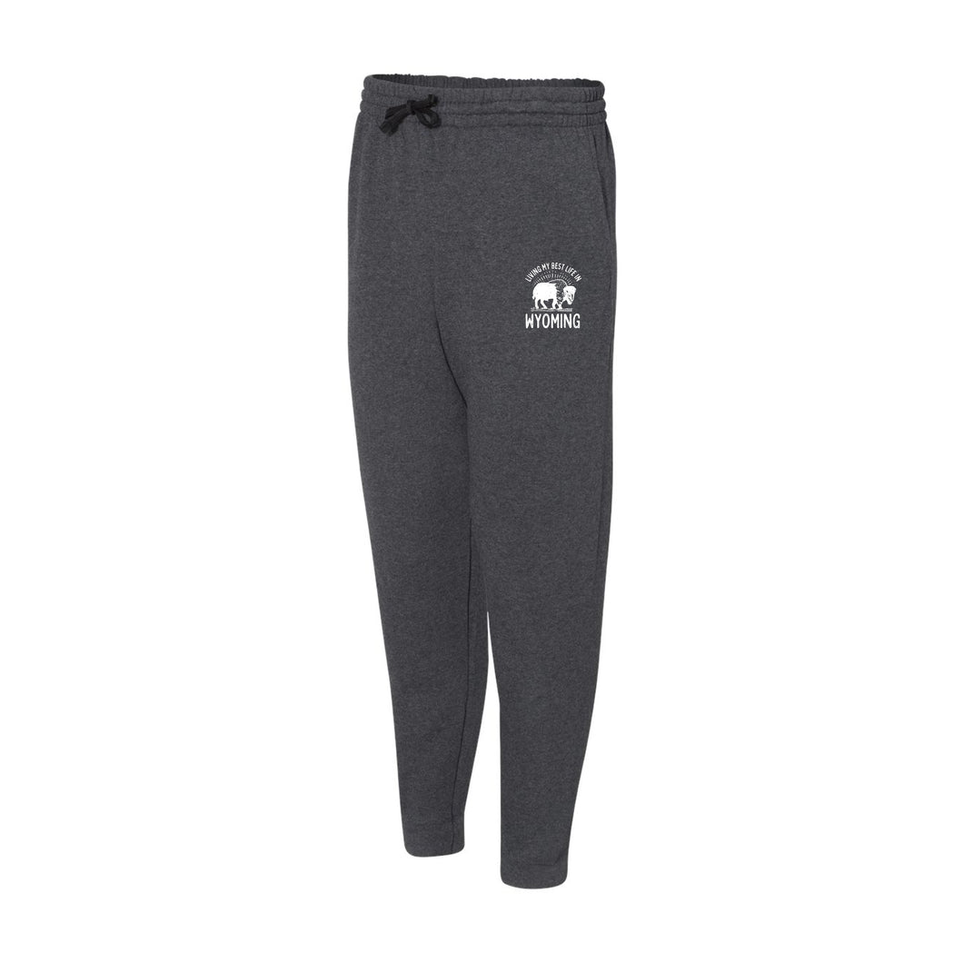 Living My Best Life in Wyoming Buffalo - Black Heather Adult Joggers