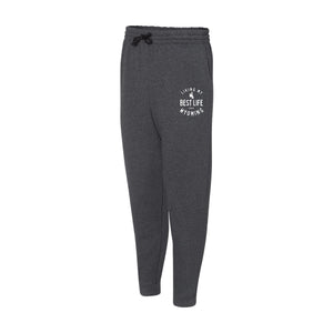 Living My Best Life in Wyoming Steamboat - Black Heather Adult Joggers