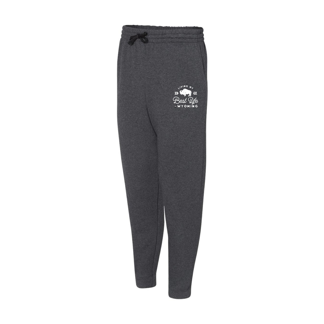Original Living My Best Life in Wyoming - Black Heather Adult Joggers