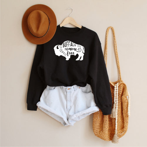 Where the Buffalo Roam Black Crewneck Sweatshirt