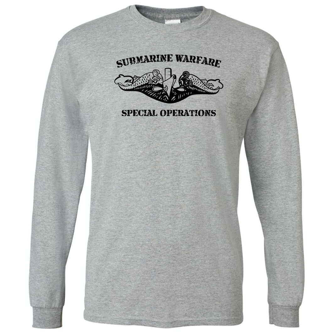Submarine Warfare Special Operations Grey Long Sleeve T-Shirt
