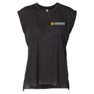Visionary Broadband - BELLA + CANVAS - Women’s Flowy Rolled Cuffs Black Muscle Tee