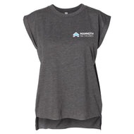 Mammoth Networks - BELLA + CANVAS - Women’s Flowy Rolled Cuffs Grey Muscle Tee