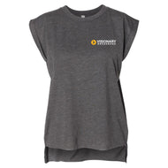 Visionary Broadband - BELLA + CANVAS - Women’s Flowy Rolled Cuffs Grey Muscle Tee