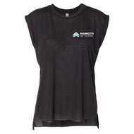 Mammoth Networks - BELLA + CANVAS - Women’s Flowy Rolled Cuffs Black Muscle Tee
