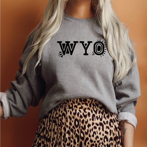 WYO Heather Graphite Gray Crewneck Sweatshirt
