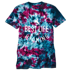 Steamboat Living My Best Life in Wyoming Baltic Crinkle Tie Dye T-shirt