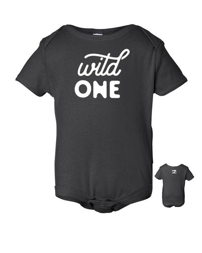 Wild One – Gray Gender Neutral Baby Onsie