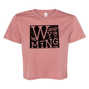 Wyoming State Proud Women's Mauve Flowy Cropped Tee
