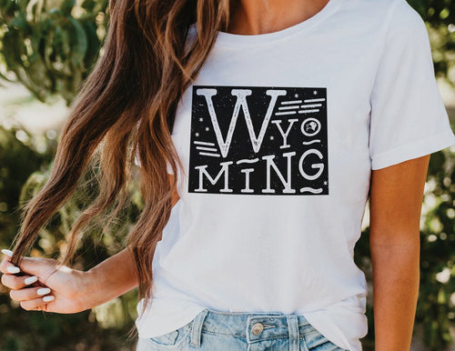 Wyoming State Proud Unisex CVC Jersey Tee - White