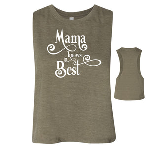 Mama knows Best Women's Racerback Cropped Tank - Olive