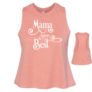 Mama knows Best Women's Racerback Cropped Tank - Peach